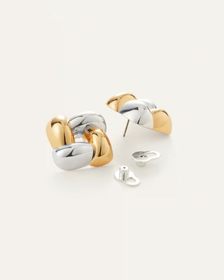 Medium Woven Square Earrings Gold & Silver