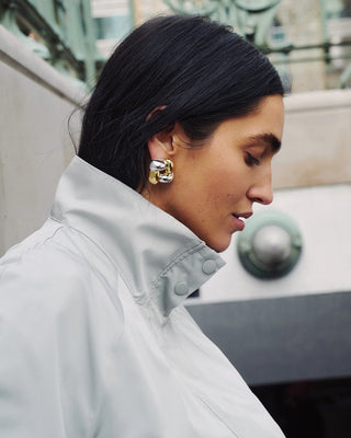 Medium Woven Square Earrings Gold & Silver