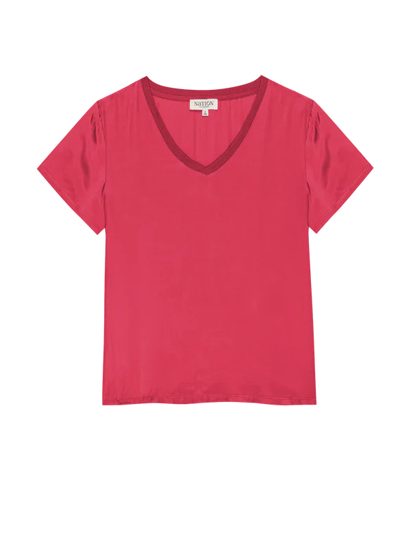 June V Neck Tee - Raspberry Jam