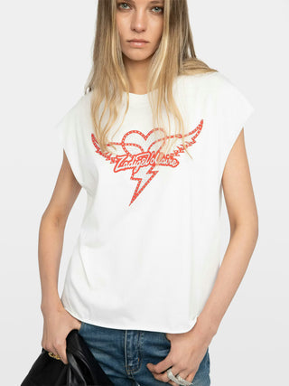 Cloe Heart Wing Strass Tee