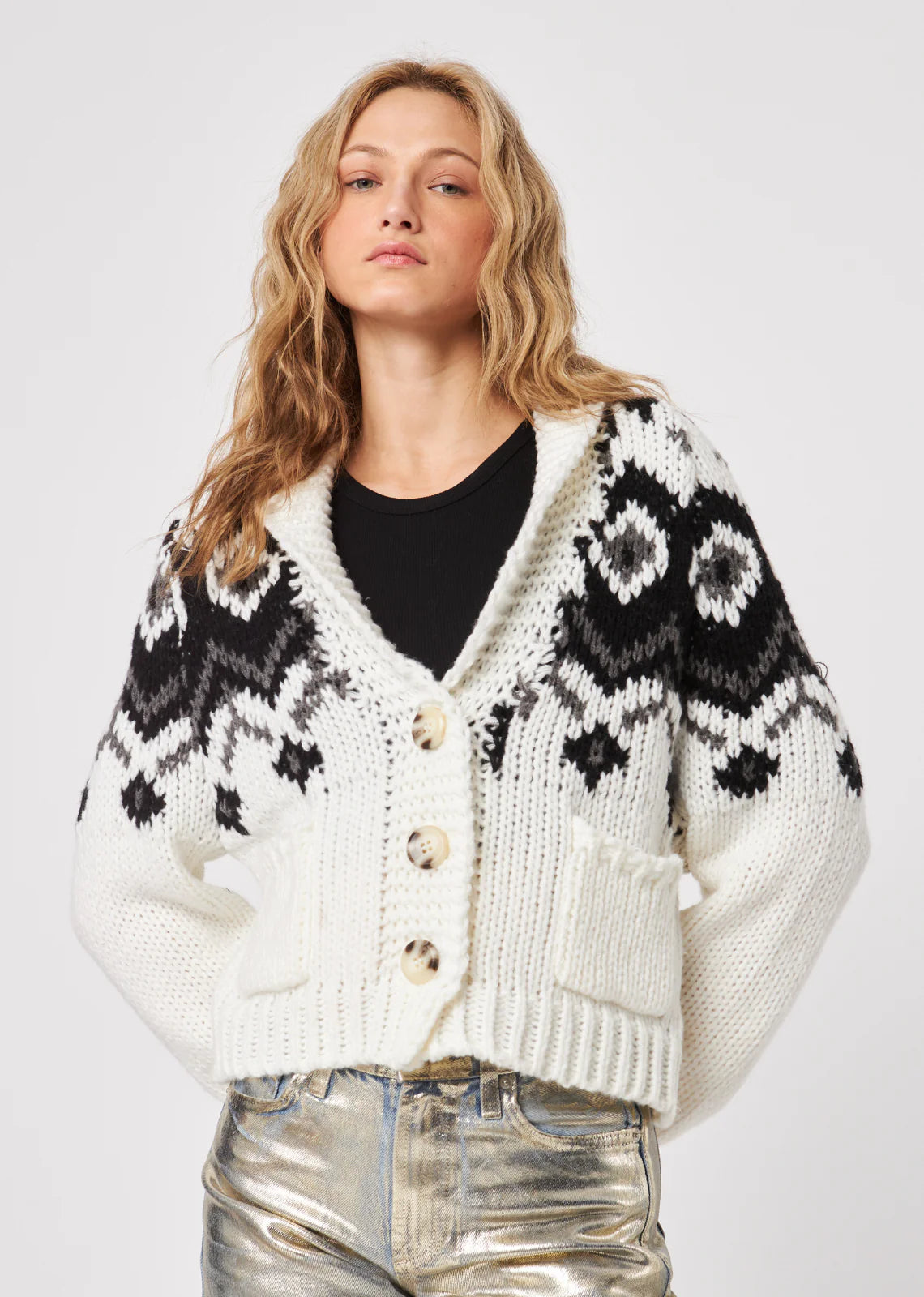 Laith Cardigan in Snowy Chairlift