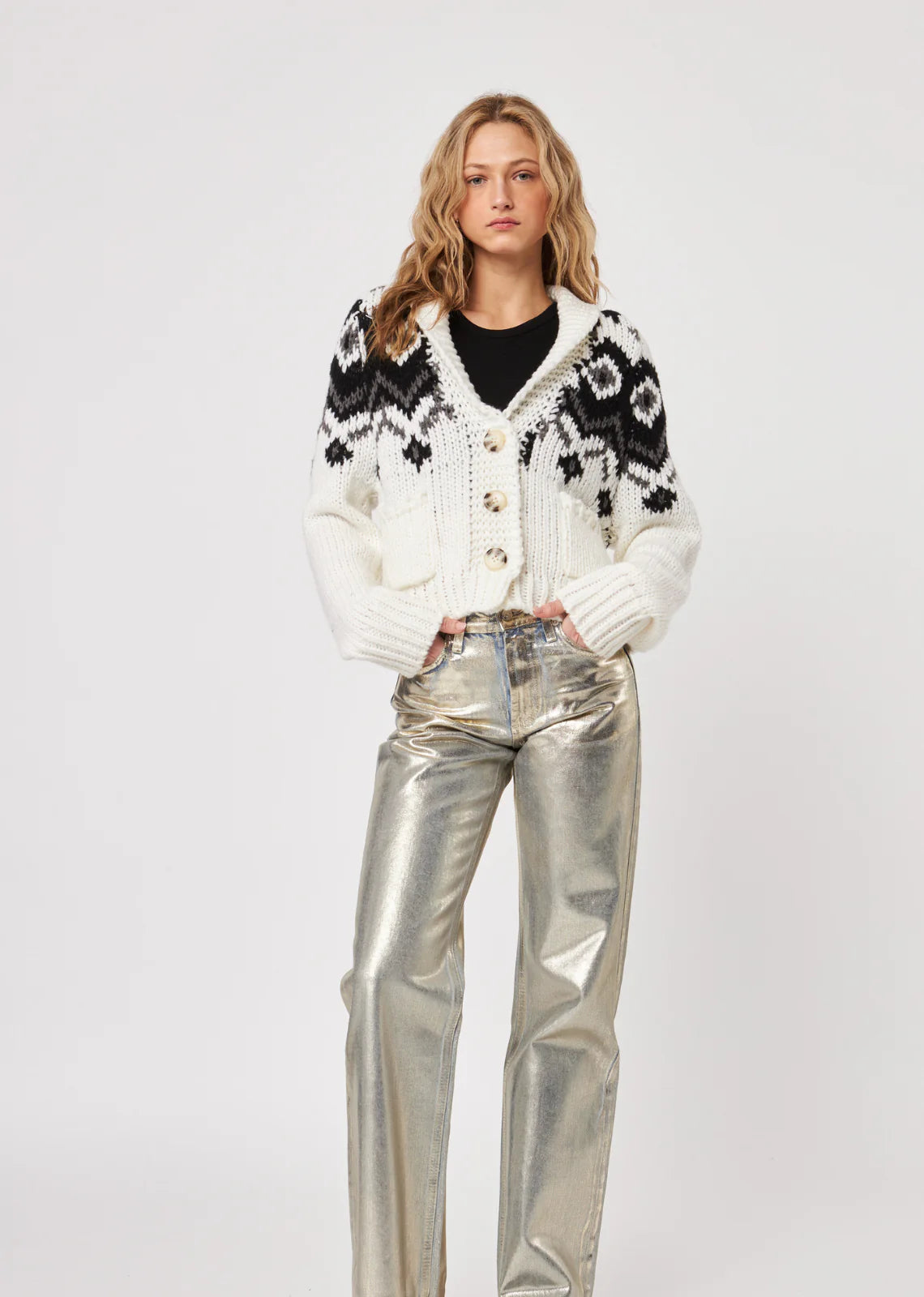 Laith Cardigan in Snowy Chairlift