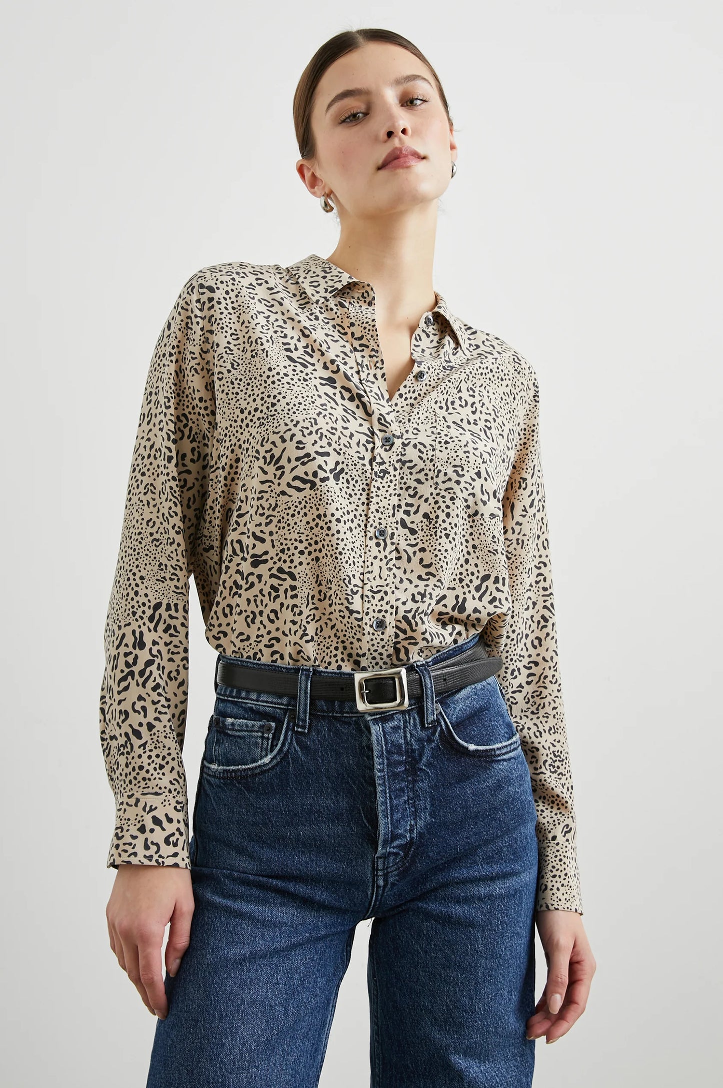 Kate Shirt - Sand Mixed Cheetah