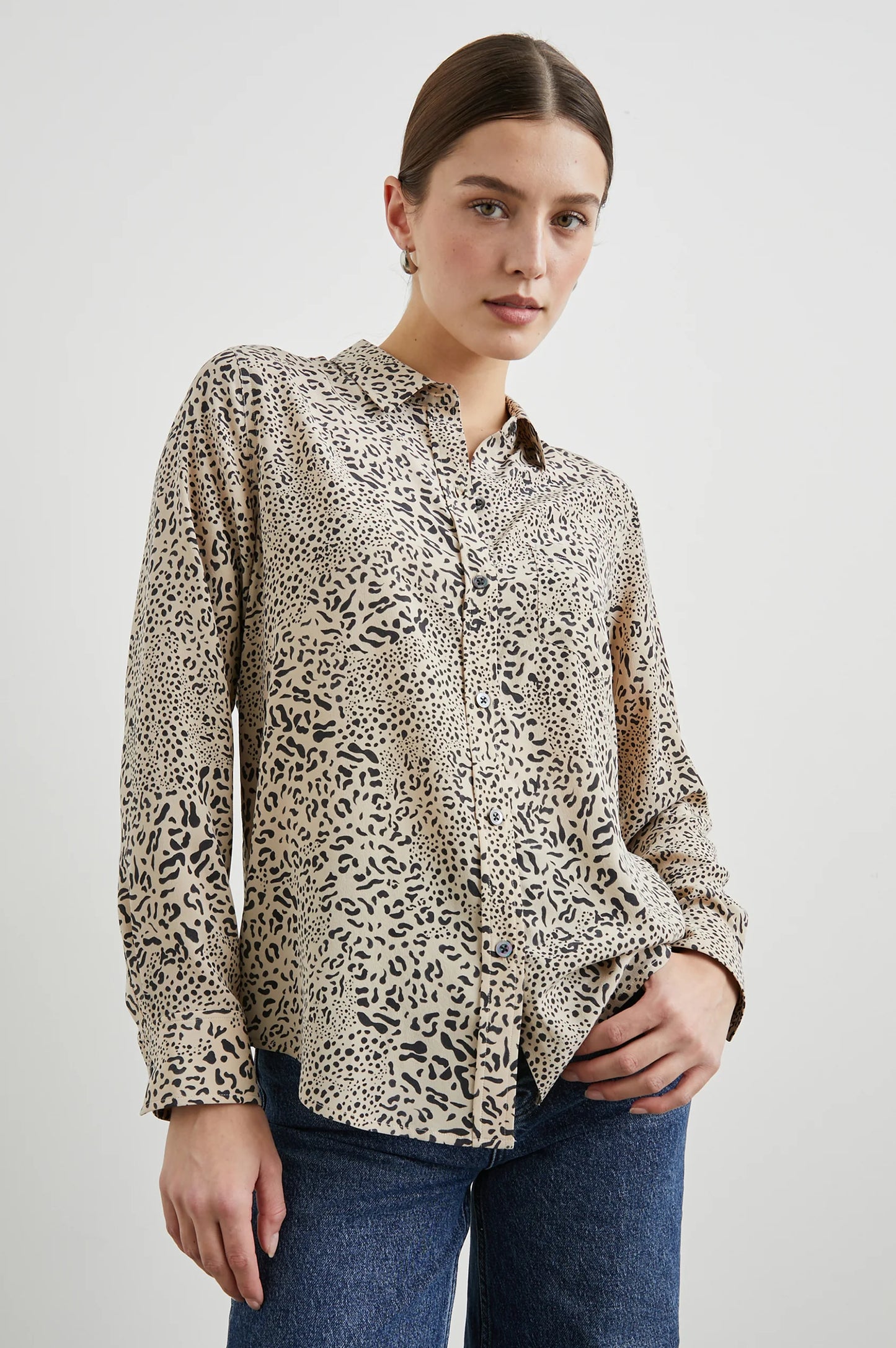 Kate Shirt - Sand Mixed Cheetah