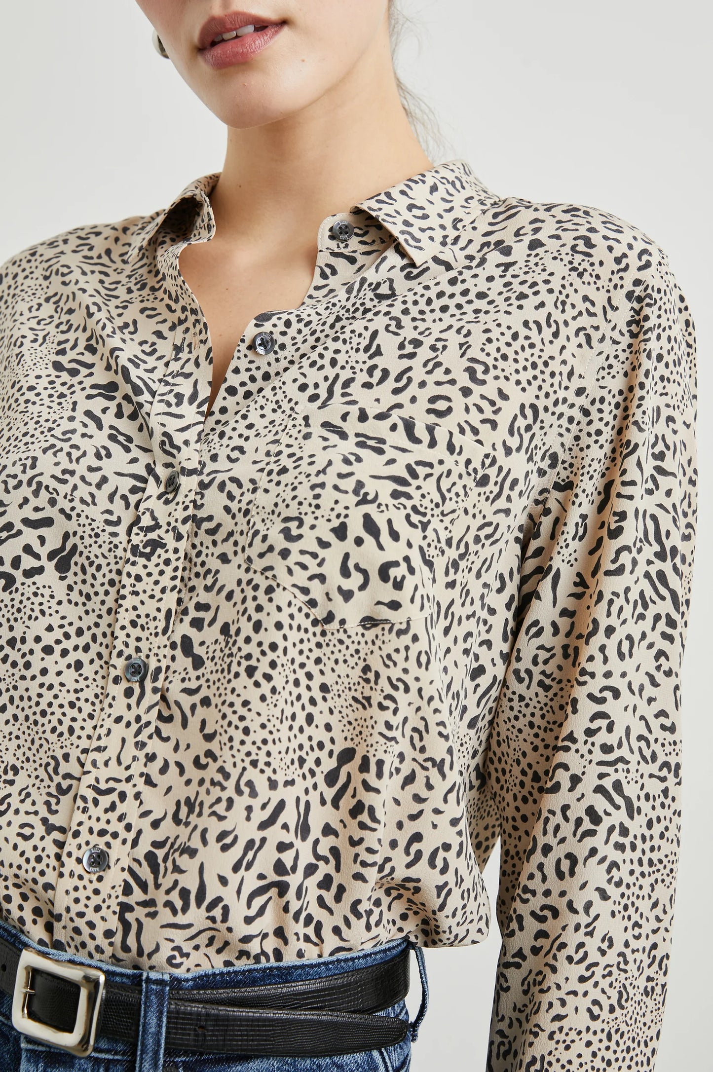 Kate Shirt - Sand Mixed Cheetah