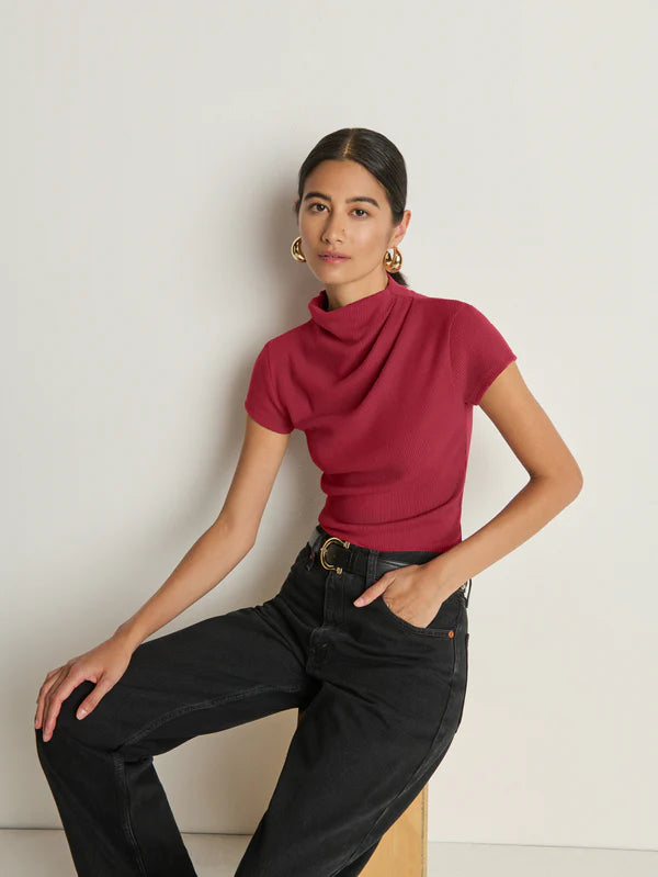 Katie Draped Top in Sangria