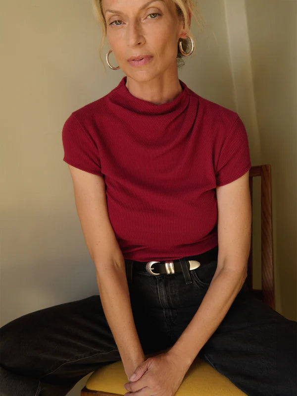 Katie Draped Top in Sangria