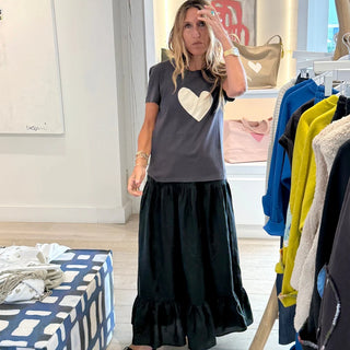 Suke Imperfect Heart Tee - Anthracite -Natural