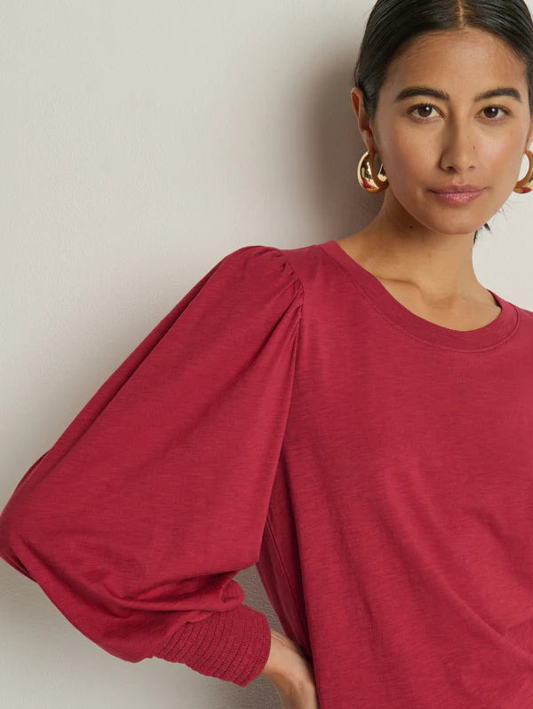 Loren Peasant Tee in Sangria