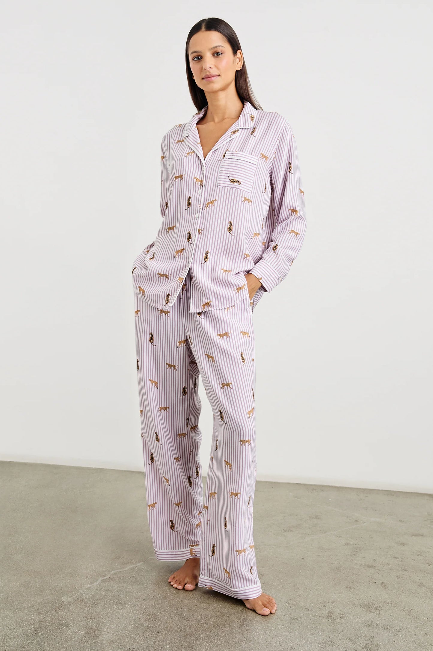 Luna Pajama Set Rose Stripe Cats