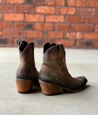 Liberty Black Adela Garden Tan Floral Short Bootie