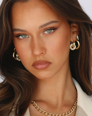 The Pave Interlock Hoops - Gold