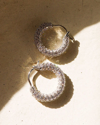 Pave Amalfi Huggies in Silver
