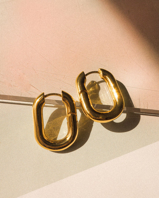 XL CHAIN LINK HOOPS- GOLD