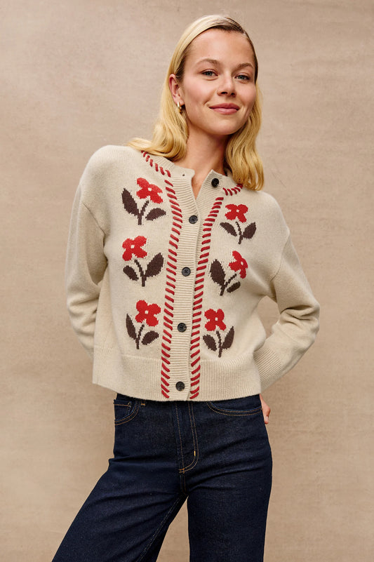 Mavie Cardigan in Carmine Floral