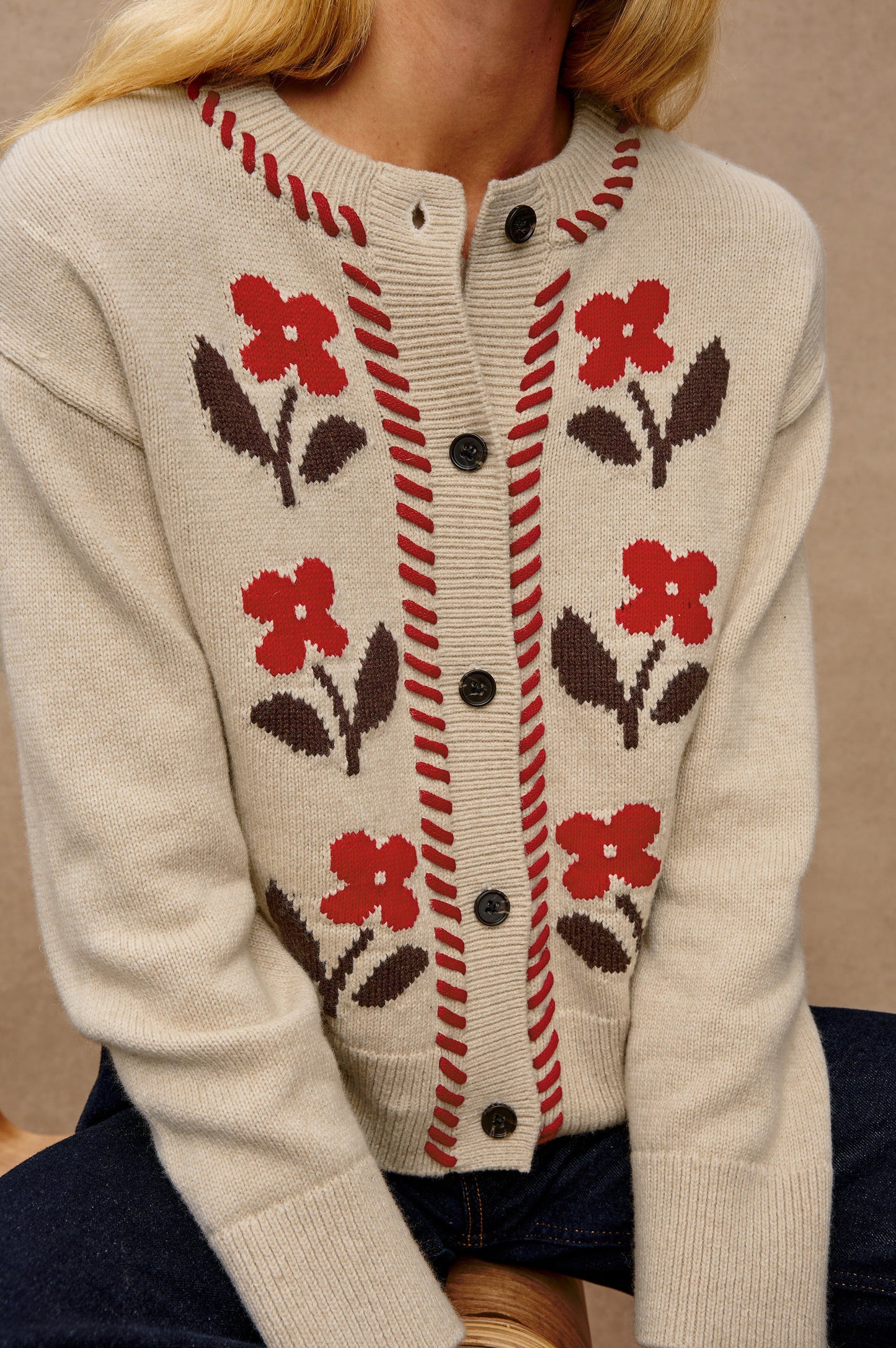 Mavie Cardigan in Carmine Floral