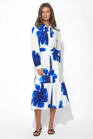 Mila Button Up Printed Floral Midi Dress