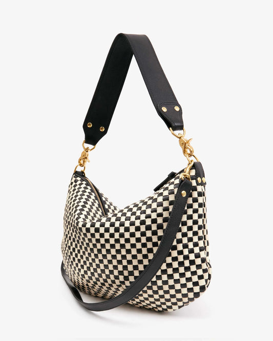 Moyen Messenger Bag - Black/Cream Woven Checker