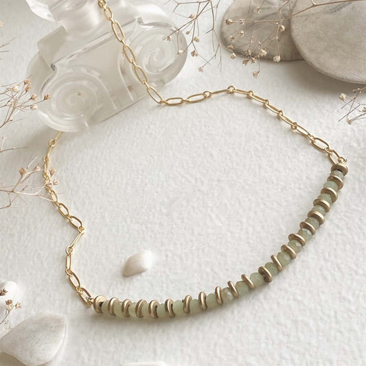 Meera Bead Necklace in Gold (Sage)