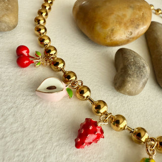 Fruit Punch Charm Necklace in Gold