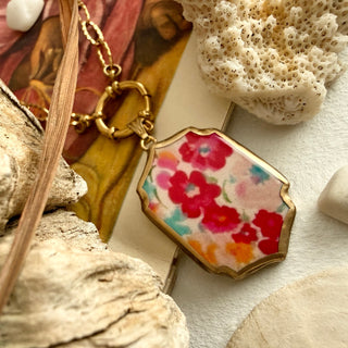 "Allerton" Floral Cold Porcelain Charm Necklace In McBride