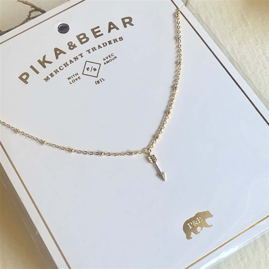 Bullseye Tiny Arrow Charm Necklace in Gold