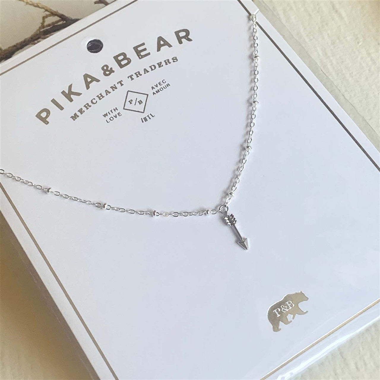 Bullseye Tiny Arrow Charm Necklace in Silver