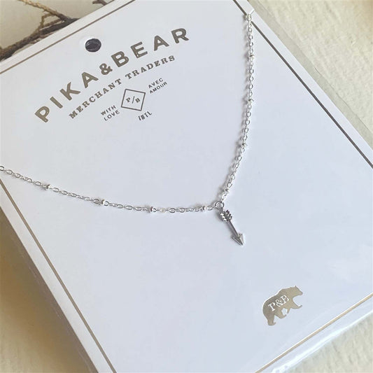 Bullseye Tiny Arrow Charm Necklace in Silver
