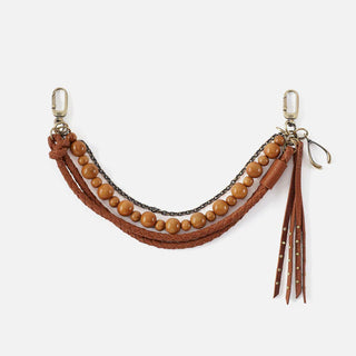 Wood Bead Swag in Pebbled Leather - Warm Honey