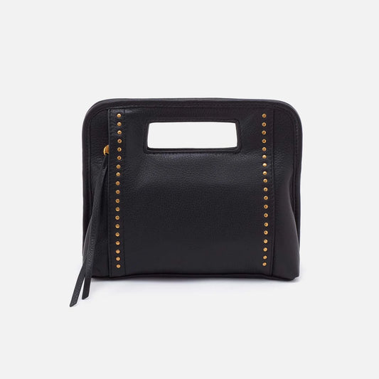Ace Clutch in Black Pebbled Leather
