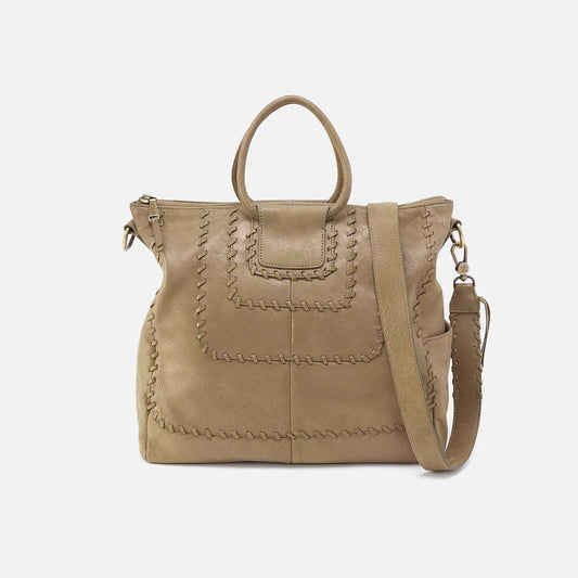 Sheila Large Satchel  in Metallic Leather - Burnished Sage