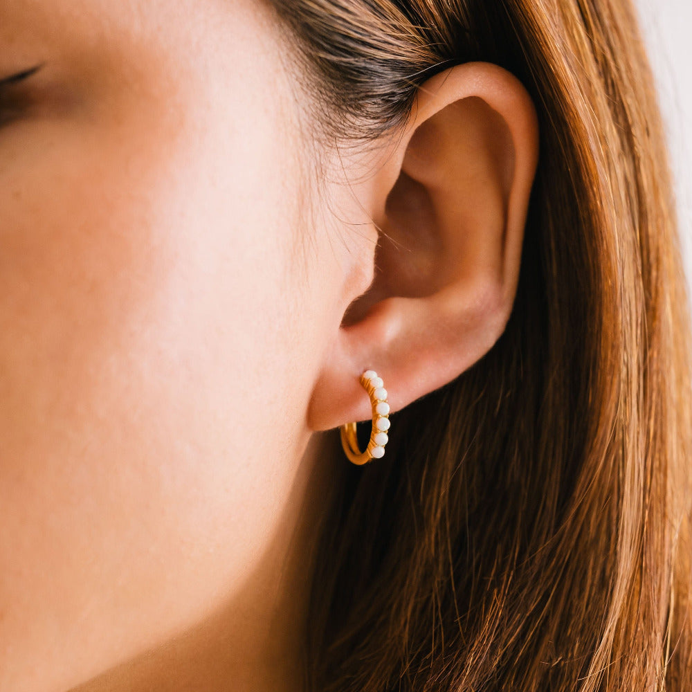 Opal 15mm Hoop Earrings