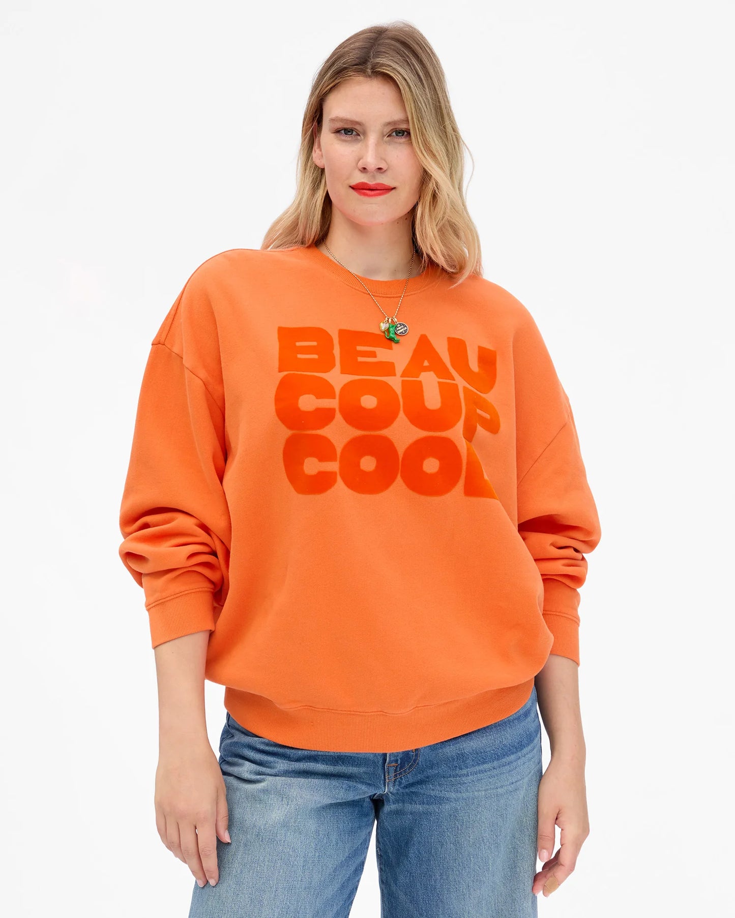 Oversized Sweatshirt - Zucca w/ Tonal Flocked Beaucoup Cool