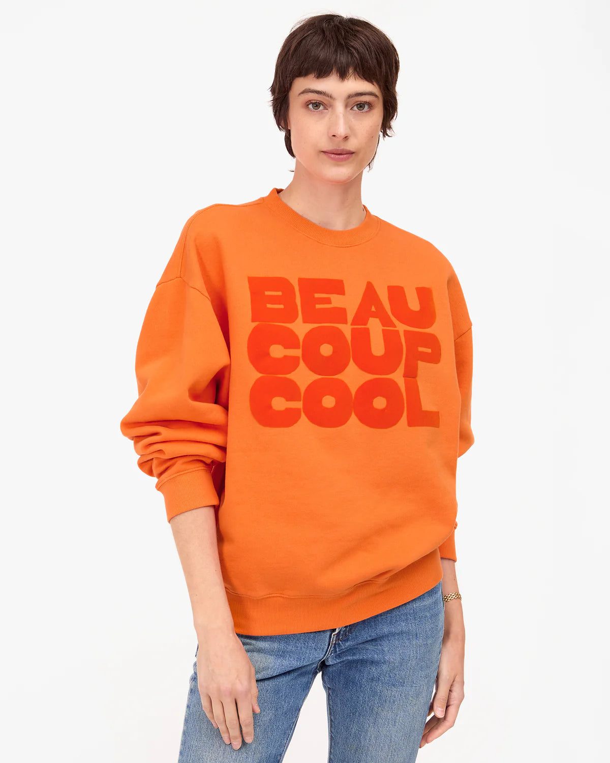 Oversized Sweatshirt - Zucca w/ Tonal Flocked Beaucoup Cool