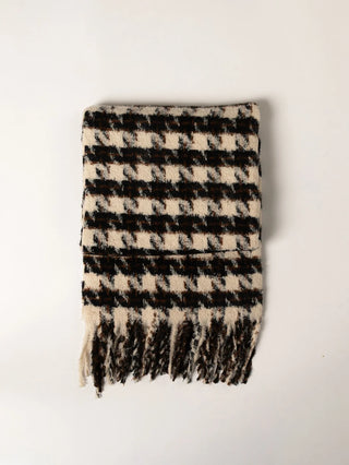 Houndstooth Superset Scarf in Natural/Black/Camel