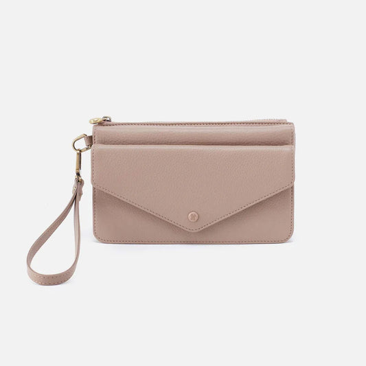 Goldie Wristlet in Pebbled Lether - Warm Adobe