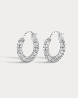 Pave Amalfi Huggies in Silver