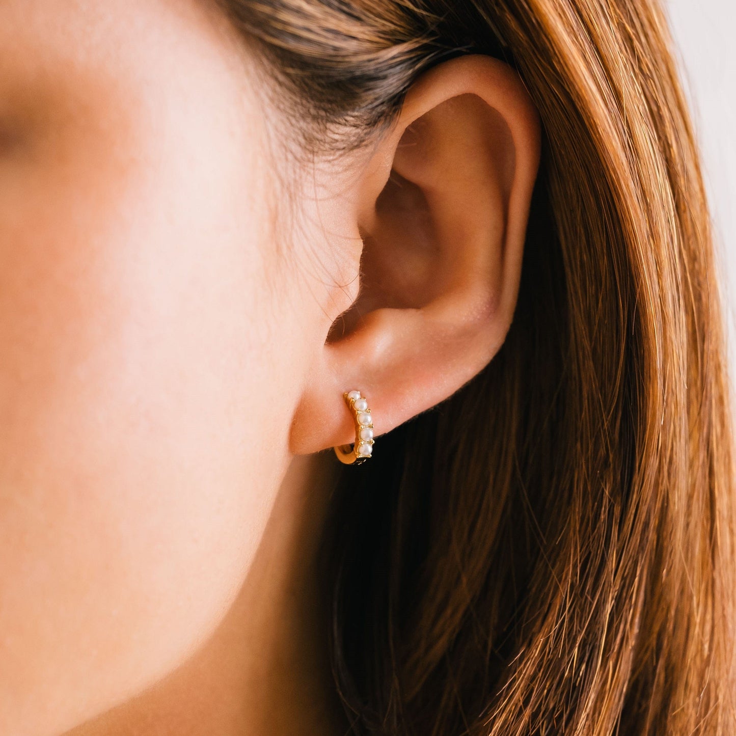 Demi-Fine Pearl 10.5mm Huggie Hoop Earrings