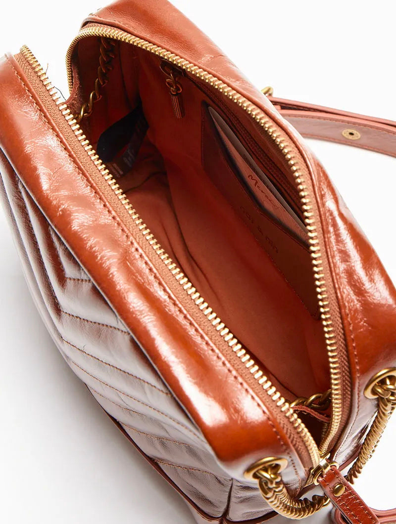 Rio Bag in Cognac Cracked Glossy Leather