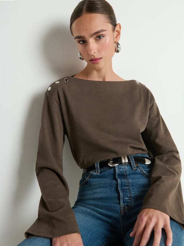 Rochelle Boatneck Tee in Espresso