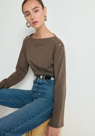 Rochelle Boatneck Tee in Espresso
