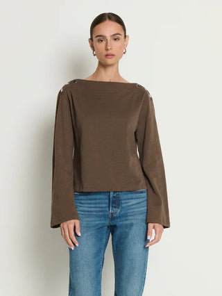 Rochelle Boatneck Tee in Espresso