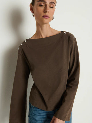 Rochelle Boatneck Tee in Espresso