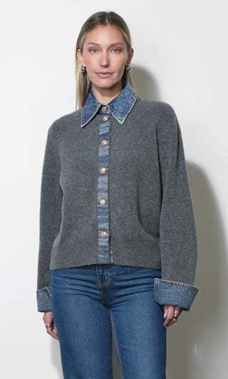 Romi Mixed Media Button Down Sweater