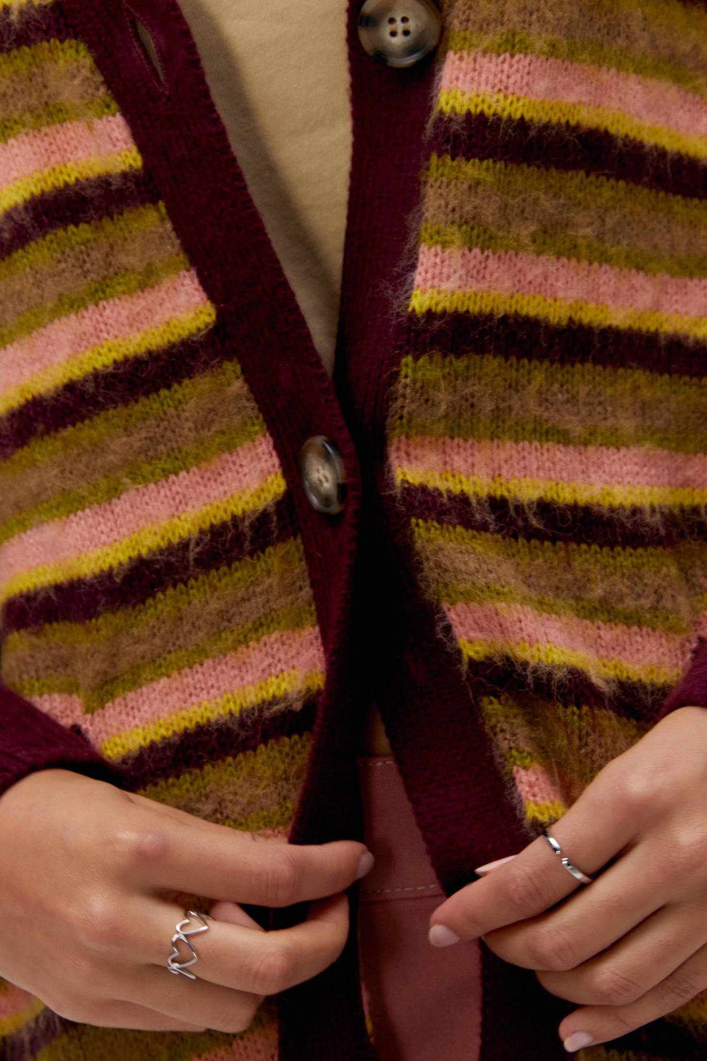 Striped Cardigan in Cherry Crush