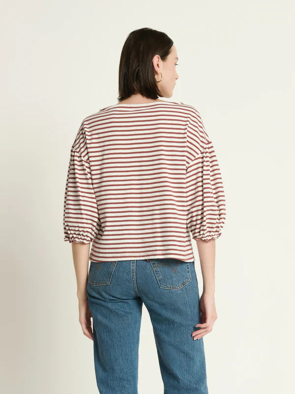 Sandra Boatneck Top in Sable Stripe