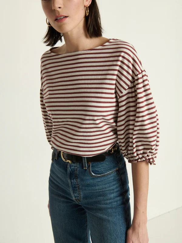 Sandra Boatneck Top in Sable Stripe