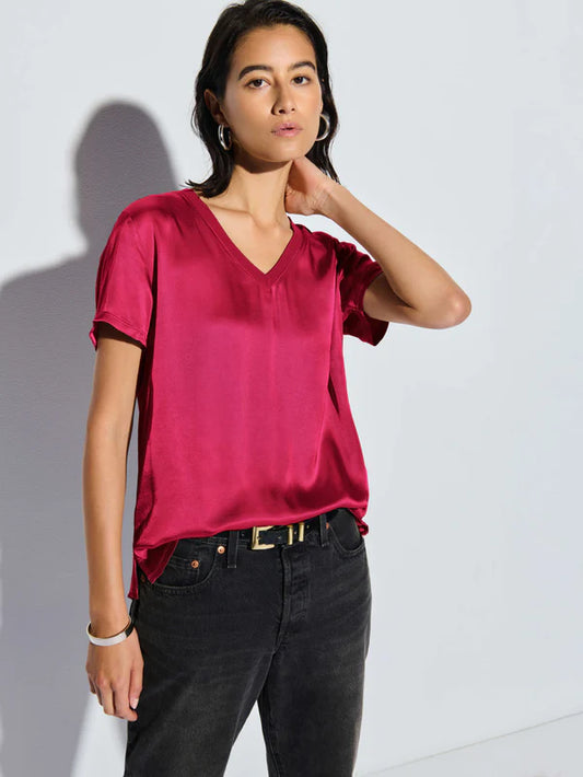 June V Neck Tee - Raspberry Jam