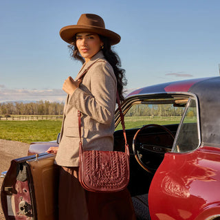 Kiva Large Crossbody in Washed Leather - Chestnut