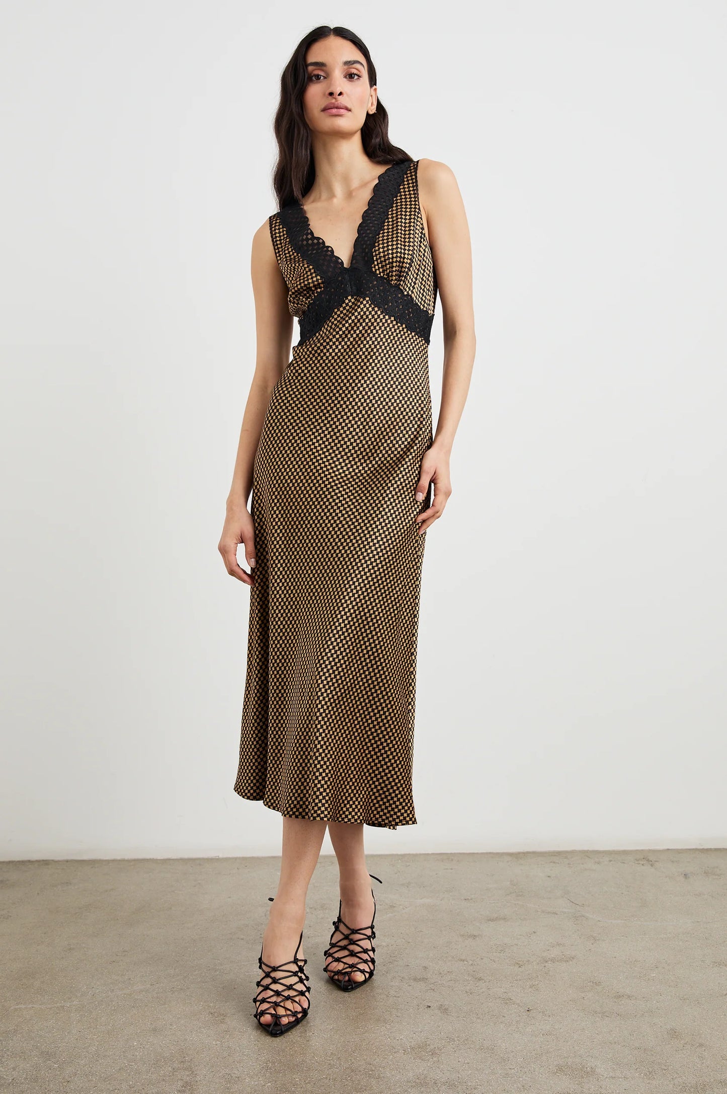 Simona Dress Gold Houndstooth